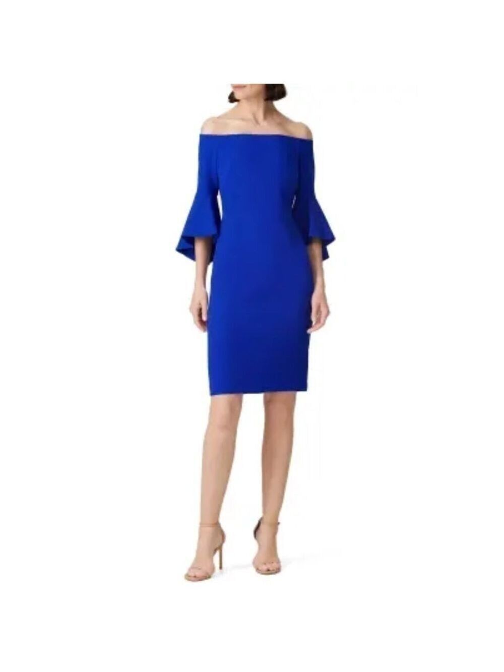 Chelsea28 Ruffle Off the Shoulder Dress Blue